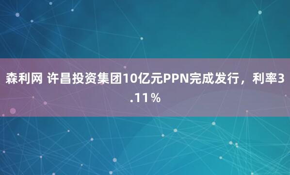 森利网 许昌投资集团10亿元PPN完成发行，利率3.11％